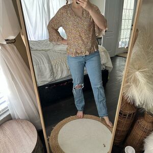 Rachel Zoe Women’s Medium Floral Vneck 3/4 Sleeve Blouse New